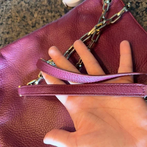 Tory Burch Plum Leather Chain Shoulder Bag - Picture 10 of 10